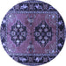 Round Machine Washable Persian Blue Traditional Rug, wshtr1744blu