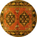 Round Machine Washable Persian Yellow Traditional Rug, wshtr1744yw