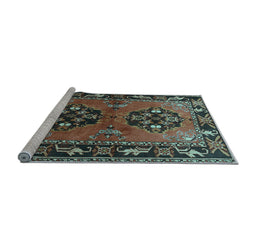 Sideview of Machine Washable Persian Light Blue Traditional Rug, wshtr1744lblu