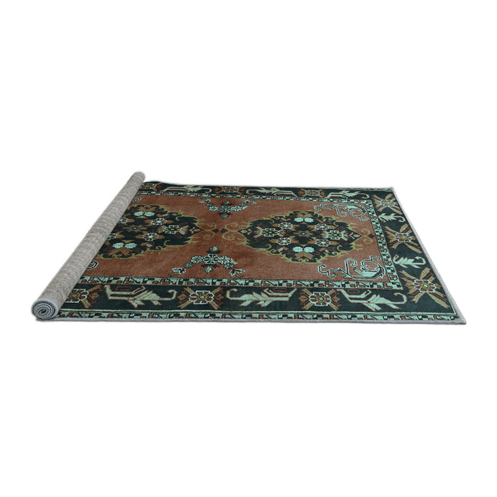 Sideview of Machine Washable Persian Light Blue Traditional Rug, wshtr1744lblu