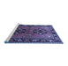 Sideview of Machine Washable Persian Blue Traditional Rug, wshtr1744blu