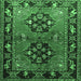 Square Machine Washable Persian Emerald Green Traditional Area Rugs, wshtr1744emgrn