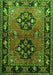 Serging Thickness of Machine Washable Persian Green Traditional Area Rugs, wshtr1744grn