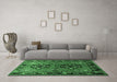 Machine Washable Persian Emerald Green Traditional Area Rugs in a Living Room,, wshtr1744emgrn