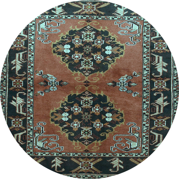 Round Persian Light Blue Traditional Rug, tr1744lblu