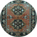 Round Persian Light Blue Traditional Rug, tr1744lblu