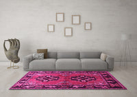 Machine Washable Persian Pink Traditional Rug, wshtr1744pnk