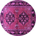 Round Machine Washable Persian Purple Traditional Area Rugs, wshtr1744pur