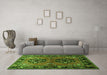 Machine Washable Persian Green Traditional Area Rugs in a Living Room,, wshtr1744grn