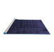 Sideview of Machine Washable Persian Blue Traditional Rug, wshtr1745blu