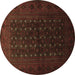 Round Persian Brown Traditional Rug, tr1745brn