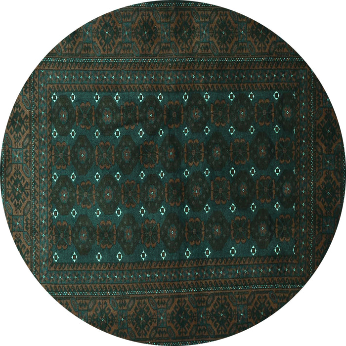 Round Persian Turquoise Traditional Rug, tr1745turq