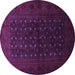 Round Machine Washable Persian Purple Traditional Area Rugs, wshtr1745pur