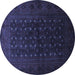 Round Persian Blue Traditional Rug, tr1745blu