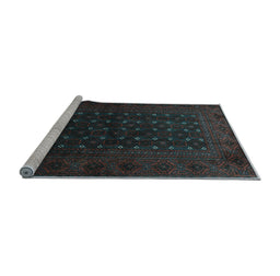 Sideview of Machine Washable Persian Light Blue Traditional Rug, wshtr1745lblu