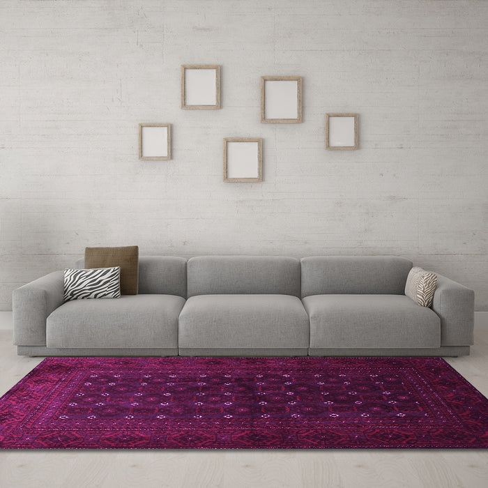 Machine Washable Persian Pink Traditional Rug in a Living Room, wshtr1745pnk