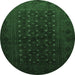 Round Persian Emerald Green Traditional Rug, tr1745emgrn