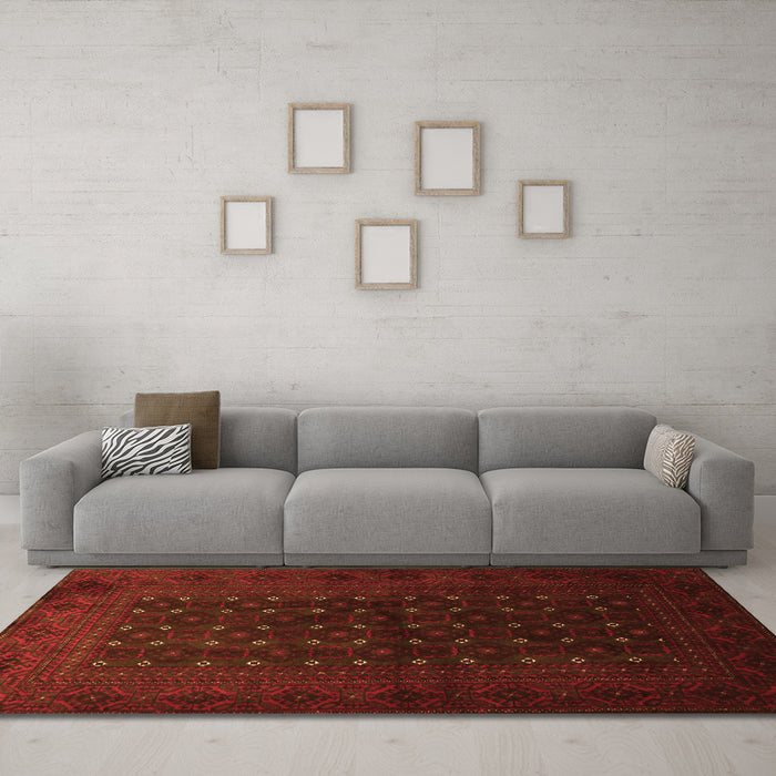 Machine Washable Persian Orange Traditional Area Rugs in a Living Room, wshtr1745org