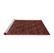 Sideview of Machine Washable Traditional Brown Red Rug, wshtr1746