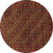 Round Persian Brown Traditional Rug, tr1746brn