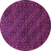 Round Machine Washable Persian Purple Traditional Area Rugs, wshtr1746pur