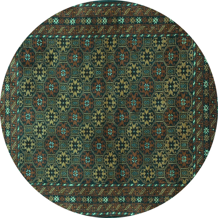 Round Machine Washable Persian Turquoise Traditional Area Rugs, wshtr1746turq