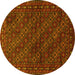 Round Persian Yellow Traditional Rug, tr1746yw