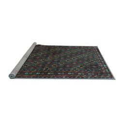 Sideview of Machine Washable Persian Light Blue Traditional Rug, wshtr1746lblu