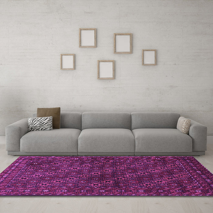 Machine Washable Persian Purple Traditional Area Rugs in a Living Room, wshtr1746pur
