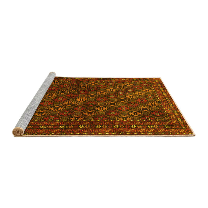 Sideview of Machine Washable Persian Yellow Traditional Rug, wshtr1746yw