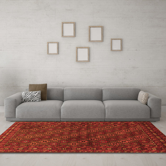 Machine Washable Persian Orange Traditional Area Rugs in a Living Room, wshtr1746org
