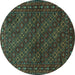 Round Persian Turquoise Traditional Rug, tr1746turq