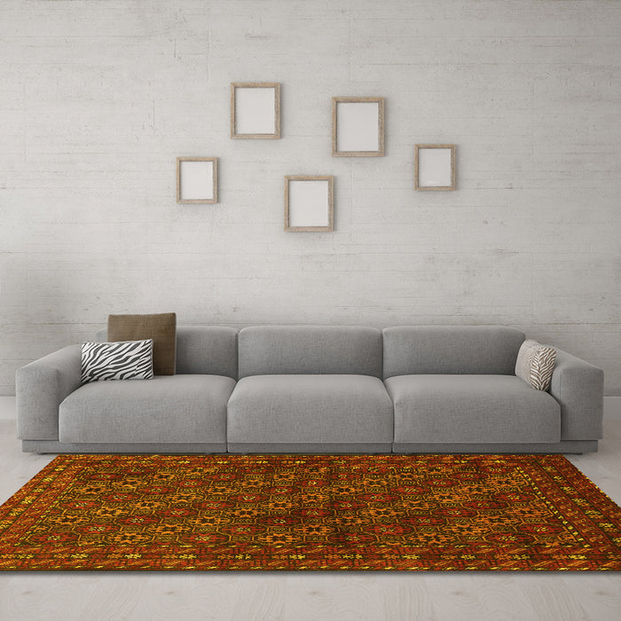 Machine Washable Persian Yellow Traditional Rug in a Living Room, wshtr1746yw