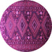 Round Machine Washable Persian Purple Traditional Area Rugs, wshtr1747pur