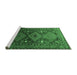 Sideview of Machine Washable Persian Emerald Green Traditional Area Rugs, wshtr1747emgrn