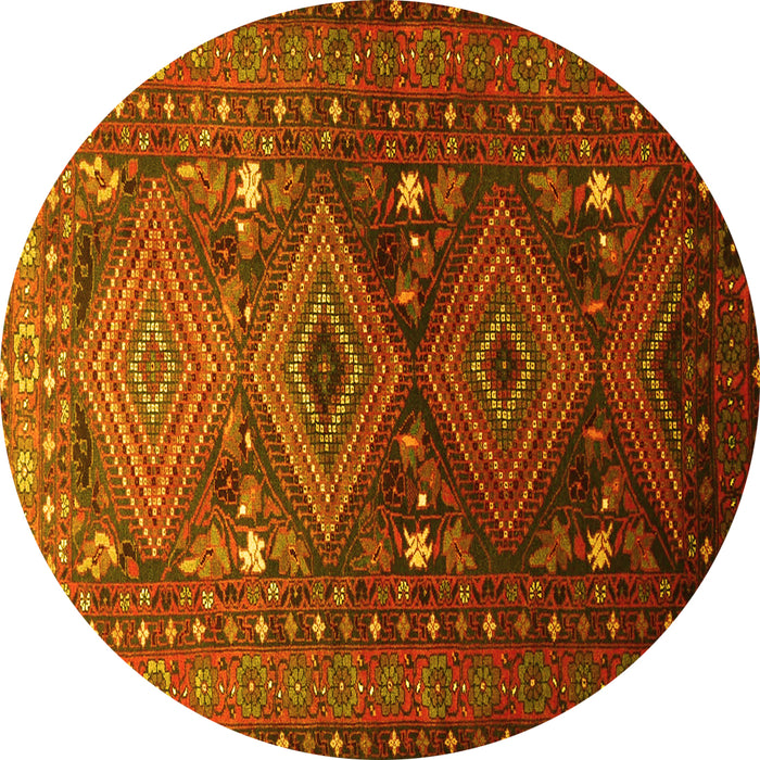 Round Persian Yellow Traditional Rug, tr1747yw
