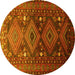 Round Persian Yellow Traditional Rug, tr1747yw