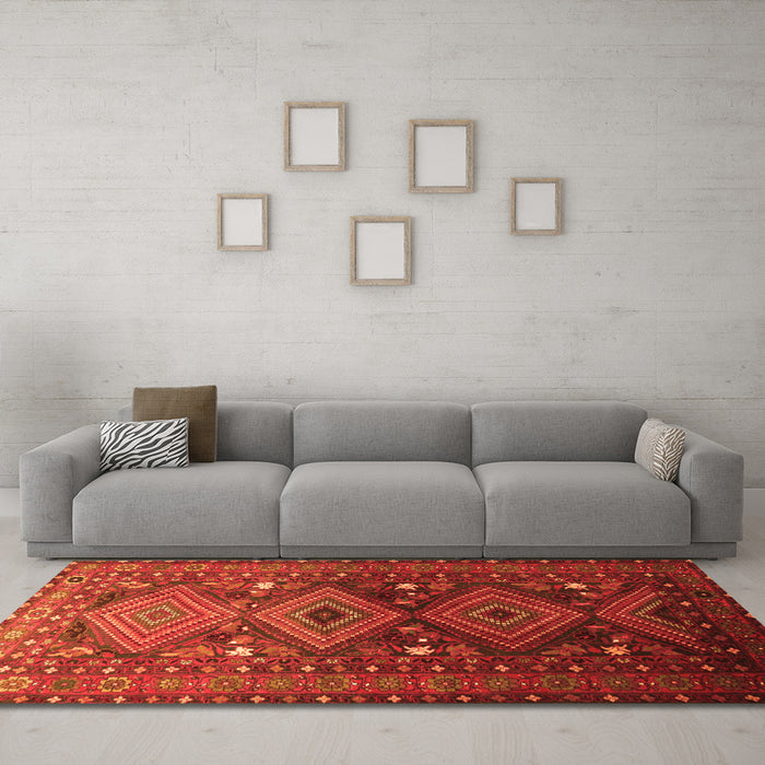 Machine Washable Persian Orange Traditional Area Rugs in a Living Room, wshtr1747org