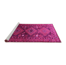 Sideview of Machine Washable Persian Pink Traditional Rug, wshtr1747pnk