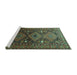 Sideview of Machine Washable Persian Turquoise Traditional Area Rugs, wshtr1747turq