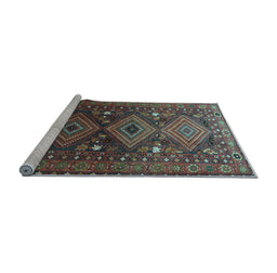 Sideview of Machine Washable Persian Light Blue Traditional Rug, wshtr1747lblu