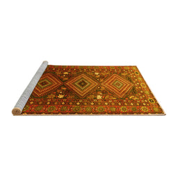 Sideview of Machine Washable Persian Yellow Traditional Rug, wshtr1747yw