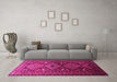 Machine Washable Persian Pink Traditional Rug in a Living Room, wshtr1747pnk