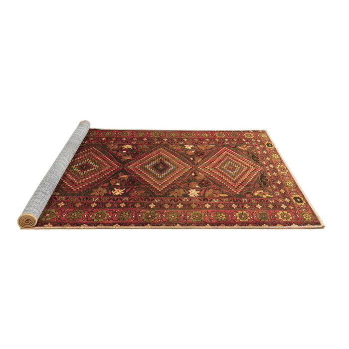 Sideview of Machine Washable Persian Brown Traditional Rug, wshtr1747brn