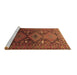 Sideview of Machine Washable Persian Brown Traditional Rug, wshtr1747brn