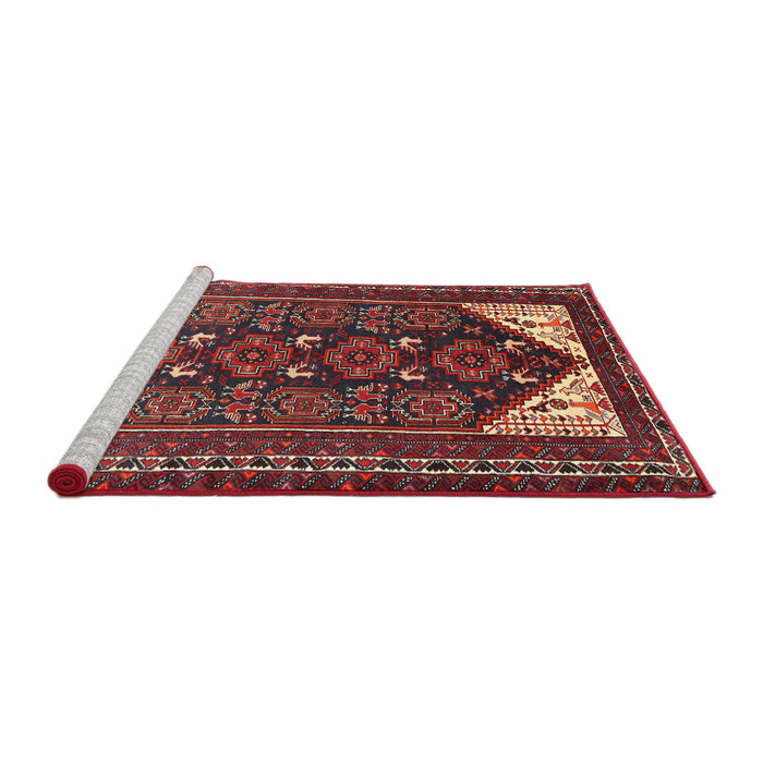 Sideview of Machine Washable Traditional Dark Almond Brown Rug, wshtr1748