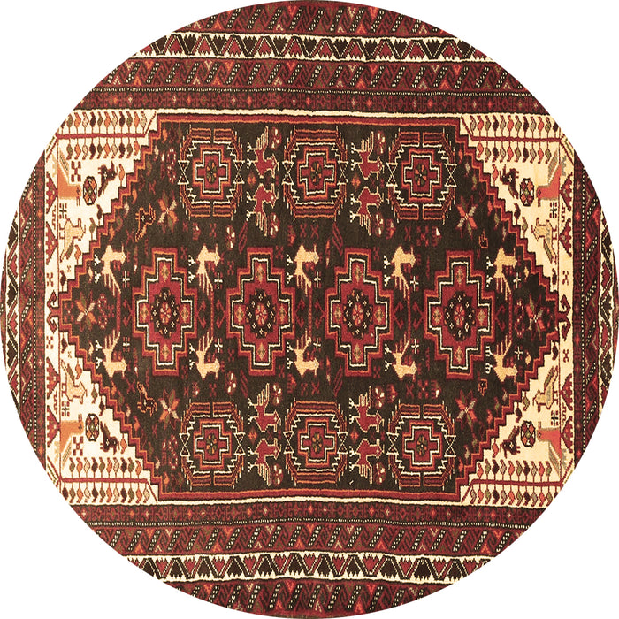 Round Machine Washable Persian Brown Traditional Rug, wshtr1748brn