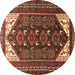 Round Machine Washable Persian Brown Traditional Rug, wshtr1748brn