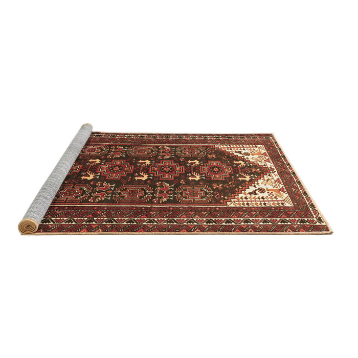 Sideview of Machine Washable Persian Brown Traditional Rug, wshtr1748brn