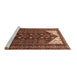 Sideview of Machine Washable Persian Brown Traditional Rug, wshtr1748brn